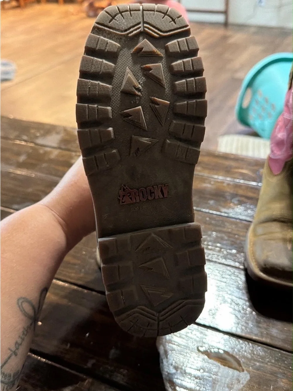 Kids Brown & Pink Western Pull-On Boots